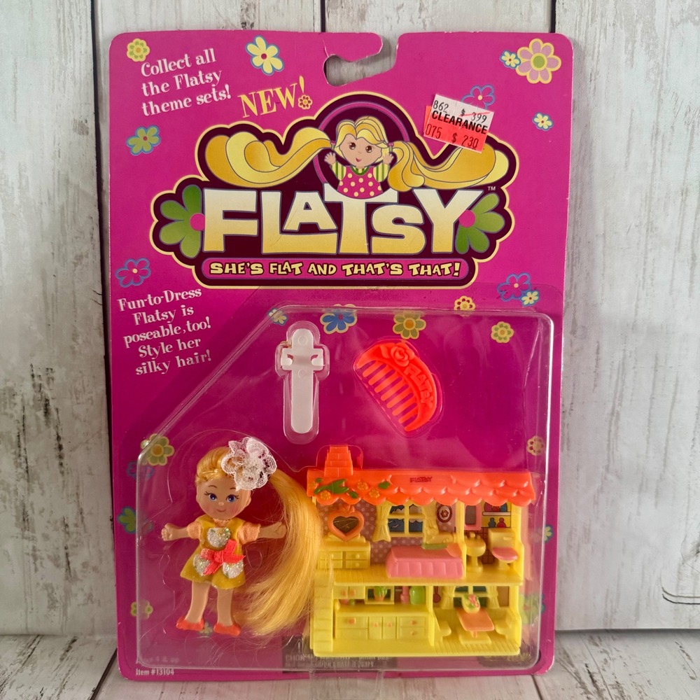 NOS Vintage 1994 Just Toys Flatsy Dollhouse Theme Set Blonde Doll 13104 Sealed